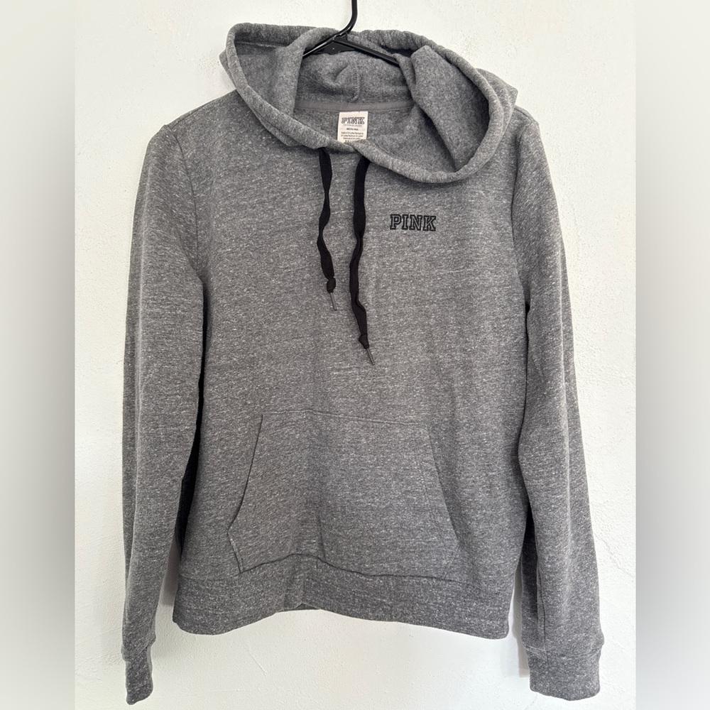 Gray Hoodie with Black Drawstrings